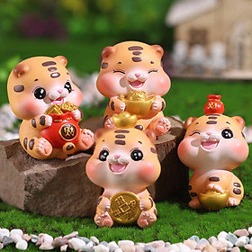 Bộ 04 chú Hổ vàng mang Tài Lộc - may mắn mẫu 02