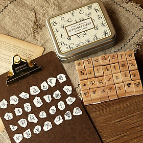 Bộ 28 con dấu gỗ Chữ cái Alphabet cách điệu