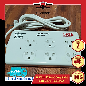 Ổ Cắm Điện Công Suất Lớn Chịu Tải LiOA - 4 lỗ, 6 lỗ dây dài 2.5m 2 lõi