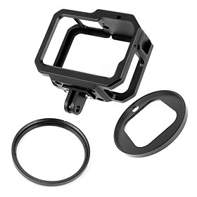 Vỏ hợp kim nhôm khung khung bảo vệ khung với đế giày lạnh 1/4 lỗ cho khung lồng camera hành động GoPro Hero 11 10 9 Màu sắc: Combo 3 trong 1