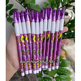 Hộp 12 cây bút gel mực tím họa tiết con ong mã 39
