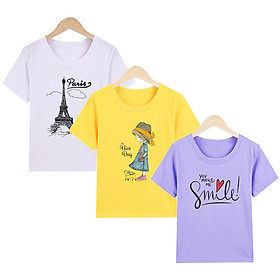 COMBO 3 ÁO THUN CHO MẸ VÀ BÉ IN HÌNH VẢI DÀY MỊN HÀN QUỐC