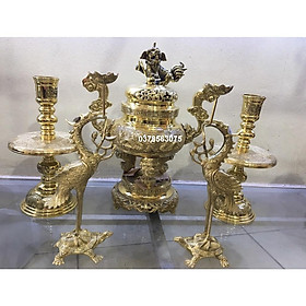 Mua Bộ đỉnh thờ ngũ sự cao 40cm bằng đồng vàng nguyên chất