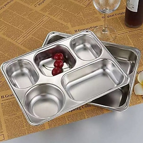 Mua khay cơm phần 5 ngăn có nắp bằng Inox 304
