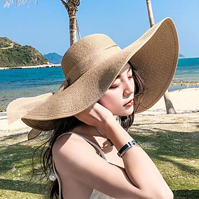 Mũ Cói Rộng Vành Phối Dây Thắt Nơ cùng màu Xinh Xắn Cho Nữ
