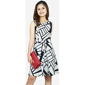 Đầm sát nách đen hình trắng DDC2242LEHI