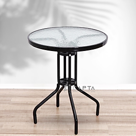 Mua Bàn cafe ngoài trời mặt kính cường lực chân sắt sơn tĩnh điện Bàn tròn 60 cm ngồi ban công sân vườn thư giãn TE2020-06G Outdoor Round Table