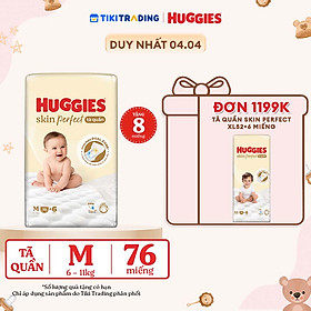 Tã quần Huggies Skin Perfect M Super Jumbo 70+6 miếng với 2 vùng thấm giảm kích ứng da