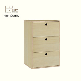 HAPPY FURNITURE , Gỗ tự nhiên , Tủ lưu trữ 3 ngăn kéo gỗ Plywood - SANARI , THK_197 , 54cm x 45cm x 82cm DxRxC