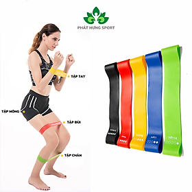 Bộ 5 dây kháng lực đàn hồi Mini band chịu lực tốt dầy dặn hỗ trợ tập Yoga tập Gym giúp mông đùi săn chắc 