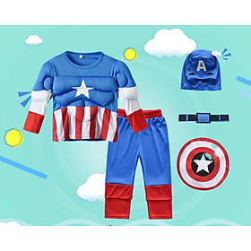 bộ cosplay hóa trang lễ hội halloween cho bé trai nhân vật Đội trưởng mỹ hàng nhập Quảng châu cao cấp