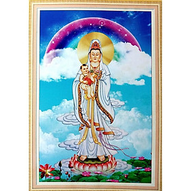 Mua Tranh thêu Quan Âm tống tử 333019 - kích thước: 45 * 64cm. (TRANH CHƯA LÀM)