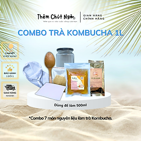 Combo Trà Kombucha 1L đầy đủ nguyên liệu nuôi Scoby làm trà Kombucha (dùng để làm 0,5 lít)