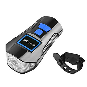 Đèn pha xe đạp có còi với 4 chế độ chiếu sáng, không thấm nước, có thể sạc bằng USB-Màu xanh dương-Size Loại 3
