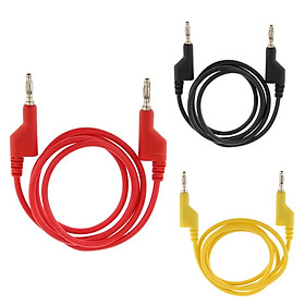 3x Multimeter Dual 4mm Banana Plug Connector Probe Test Cable Red+Yellow+Black