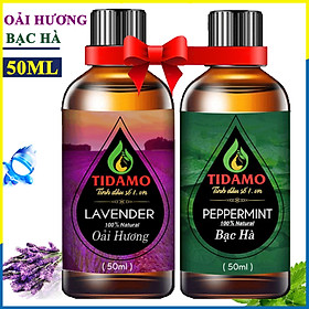 Combo 2 Tinh Dầu Oải Hương 50ML + Tinh Dầu Bạc Hà 50ML Nguyên Chất Chính Hãng TIDAMO, Xông Thơm Phòng Giúp Thư Giãn và Nâng Cao Sức Khỏe, Rất Tốt Khi Sử Dụng Với Máy Xông Tinh Dầu