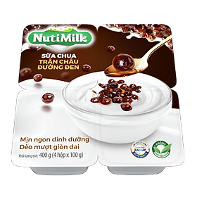 NutiMilk Lốc 4 Hộp Sữa chua Trân Châu Đường Đen L4.SCTDTI Nutifood