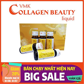 VMK Collagen Beauty Liquid - Collagen Collagen thủy phân làm trắng da, da căng bóng, giảm nếp nhăn, mờ nám, tàn nhang, tăng nội tiết Hộp 5 lọ 30ml