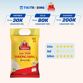 Gạo Thơm Thượng Hạng Neptune Nhãn Vàng 5kg