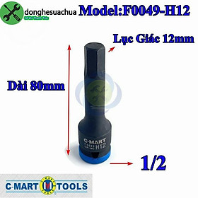Mua Đầu tuýp đen lục giác 12mm C-Mart F0049-H12 loại 1/2 inch