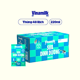 Thùng 48 Bịch Sữa Dinh Dưỡng Vinamilk Không Đường (220ml / Bịch)