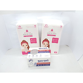 combo 2 gói tẩy trang bề mặt mịn (gói 180 miếng)+1 hộp bông tâm cồn bạch tuyết (100 miếng)