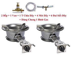 Mua Combo 2 Bếp Gas Khè Công Nghiệp Sơn Tĩnh Điện GDV Kèm Van Dây T Chia Dùng Chung 1 Bình Gas - Hàng Chính Hãng