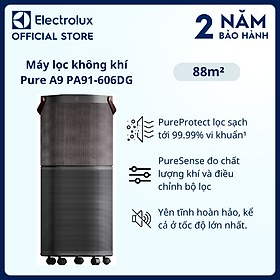 Máy lọc không khí Electrolux 5 bước lọc Pure A9 cho phòng có diện tích 88m² - PA91-606DG - Lọc sạch 99.99% vi khuẩn, chỉ số chất lượng không khí, tính năng khóa trẻ em, kết nối Wifi [Hàng chính hãng]