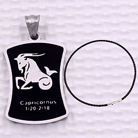 Mặt dây chuyền cung Ma Kết - Capricorn inox trắng kèm vòng cổ dây da đen + móc inox trắng, Cung hoàng đạo