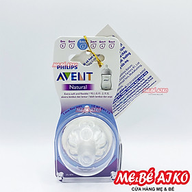 Vỉ 2 Núm Ty Silicone Philips Avent Mô Phỏng Tự Nhiên Số 2 (SCF652/23, 1-3M)