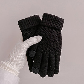 Găng tay len cảm ứng dày 8 màu trơn Bao tay len cảm ứng