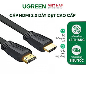 Cáp HDMI 2.0 dẹt dài 5m hỗ trợ 4K@60MHz  hàng chính hãng Ugreen 50821 cao cấp