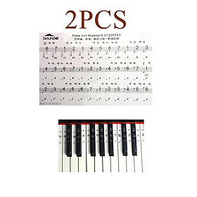 2Pcs Clear Electronic Keyboard Piano Key Sticker for 54/61/88 Keys Black Easy To Use High Quality Design