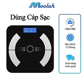 Cân Điện Tử Sức Khỏe Mini Kết Nối Bluetooth Đo 27 Chỉ Số Cơ Thể Phân Tích Lượng Mỡ Có App Theo Dõi Cân Nặng Cân Y Tế Gia Đình Thông Minh Kính Cường Lực Tải Trọng 180kg Màn Hình Led Công Nghệ Hiện Đại Độ Chính Xác Cao Sạc USB  - ML009