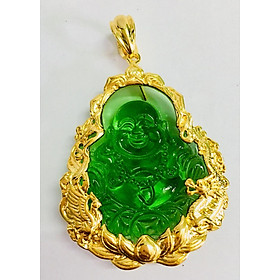 Vòng cổ dây chuyền nam mặt thần tài may mắn chạm trên đá thạch anh xanh