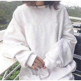 Sweater trắng vải nỉ cotton ép bông cực dày
