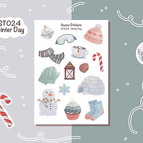Sticker sheet winter day - chuyên dán, trang trí sổ nhật kí, sổ tay | Bullet journal - Unim039