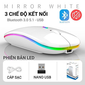Mua Chuột máy tính không dây bluetooth và USB 2.4 A36 chống ồn có LED đổi màu pin sạc không cần thay dùng làm việc chơi game cực chất