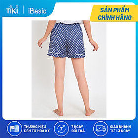 Quần đùi pyjama nữ ngắn lụa Satin hoạ tiết icon iBasic HOMW028B