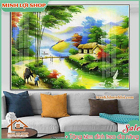 Mua Tranh tráng gương MDF cao cấp làng quê  đồng quê Việt Nam TẶNG KÈM ĐINH TREO ĐQ23