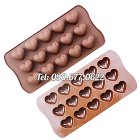 Khuôn silicone làm bánh, rau câu, socola 15 trái tim – Mã số 1531