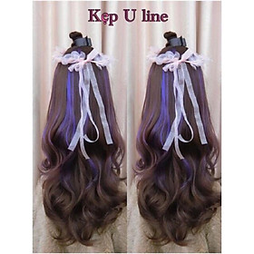 Tóc giả Kẹp u line tím cao cấp chịu nhiệt- hình thật