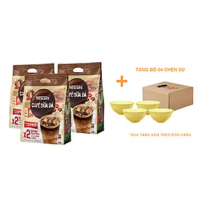 Combo 3 bịch cà phê hòa tan Nescafé cà phê sữa đá 25 gói x 24g - Tặng bộ 4