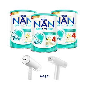 [Tặng Bàn ủi hơi nước cầm tay] Bộ 3 lon Sữa bột NAN OPTIPRO PLUS 4 Nestle Bé 2-6 tuổi 800g/lon Giúp tiêu hóa tốt