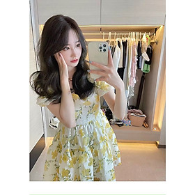 [ LOVELY DRESS ] VÁY ĐẦM XÒE HOA VÀNG NGẮN NỮ TÍNH