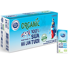 Thùng 24 Hộp Sữa Tươi Tiệt Trùng Dutch Lady Cô Gái Hà Lan Organic (24X200ml)