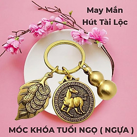 [CON NGỰA] Móc Khoá Xe Máy, Oto 12 Con Giáp Phong Thuỷ Bằng Đồng Thau, Tiền lì xì tết 2023 , NELI