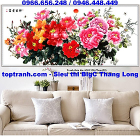 Mua Tranh thêu chữ thập chùm hoa mẫu đơn khoe sắc A305 chưa thêu