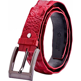 Thắt Lưng Nam Da Cá Sấu Nguyên Con Bản Lớn Bát Gài Đầu Kim Huy Hoàng HT4238 - Đỏ