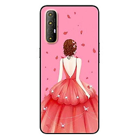 Ốp lưng dành cho Oppo Reno 3 Pro mẫu Cô Gái Váy Hồng